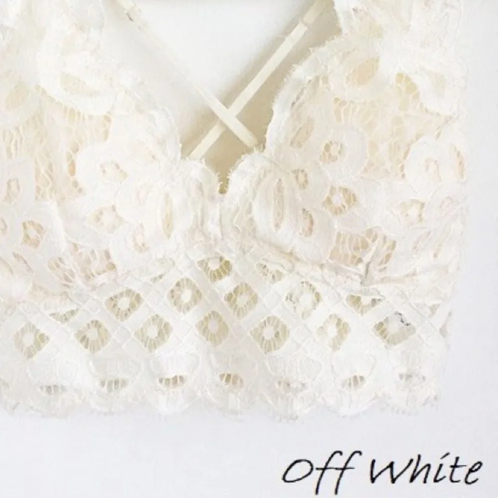Boho Floral Anemone Off White Soft Lace Bralette - Picture 2 of 4